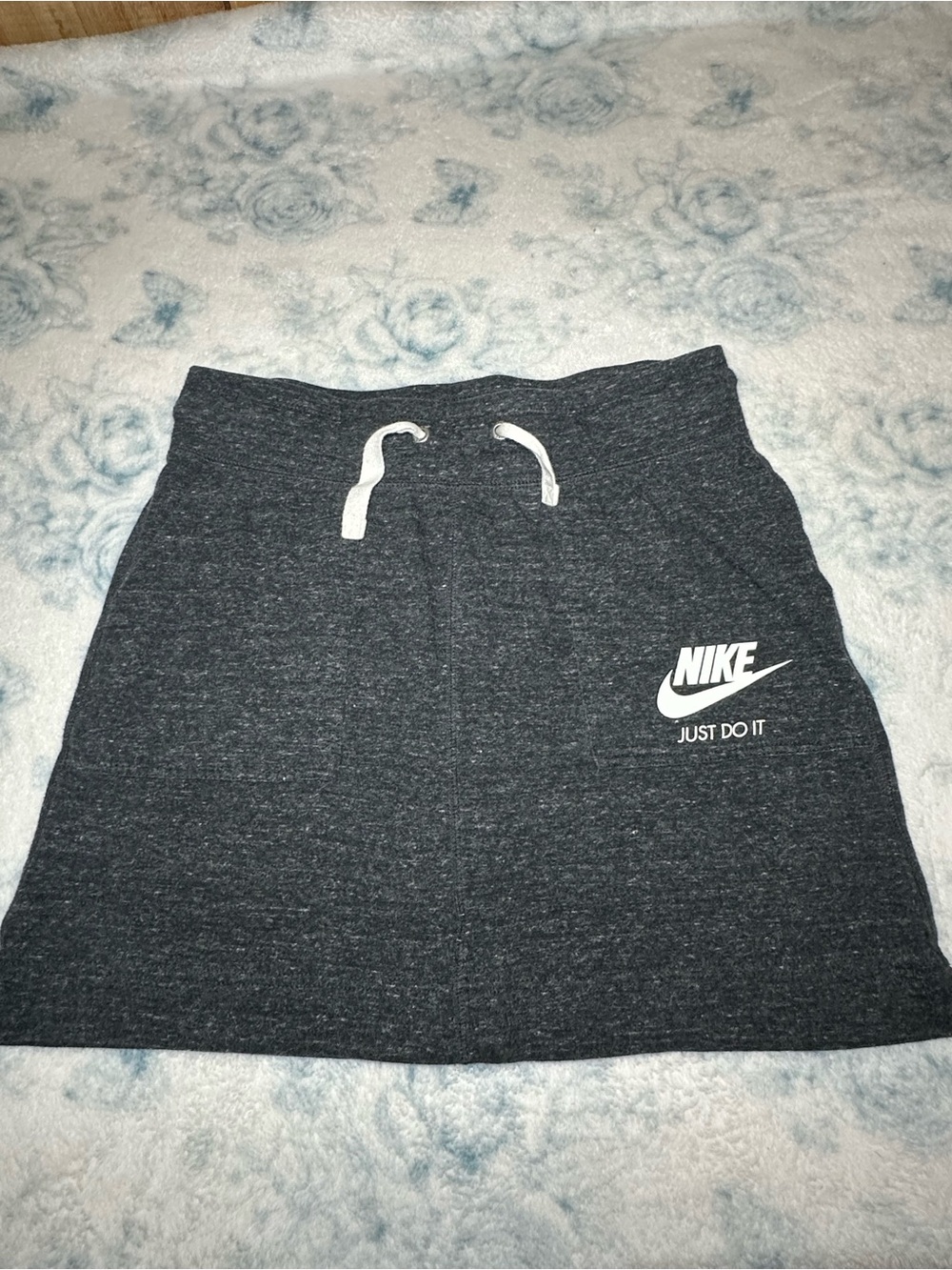 Nike Charcoal Drawstring Mini Skirt with White Logo